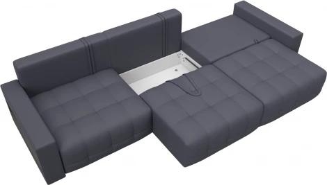 Диван прямой с полками Лига-053 НПБ Лонг Лига Диванов (Экокожа) арт.128921