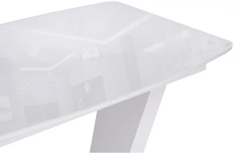 Стол на тумбе Woodville Петир 120(160)х80 ультра белый / белый / камень белый 517335