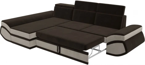 Диван угловой Лига-032 левый угол (Коричневый,Бежевый/Микровельвет) Лига Диванов арт.121654L