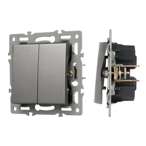 Механизм выключателя двухклавишный непроходной SWT-MK02-PL-GR (250V, 16A) (Arlight) 043726