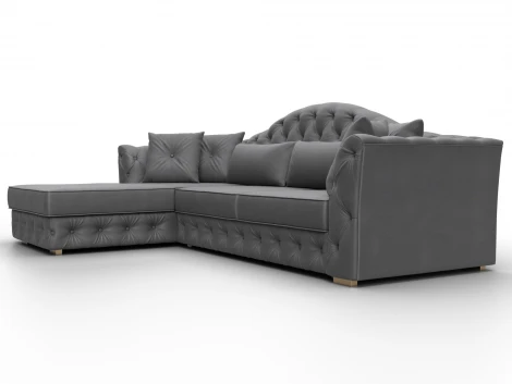 Диван угловой Артис левый угол (Брус,Рейка,Замша/Серый) Лига Диванов 128041L