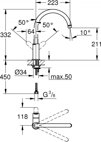 Смеситель Grohe BauEdge 31367000 для кухонной мойки