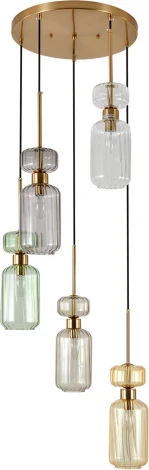 Подвесной светильник Escada Gloss 1141/5S CL/BG/GN/SM/AM 5x60 E14, металл/стекло, античная медь (220V, на проводе, круглые)