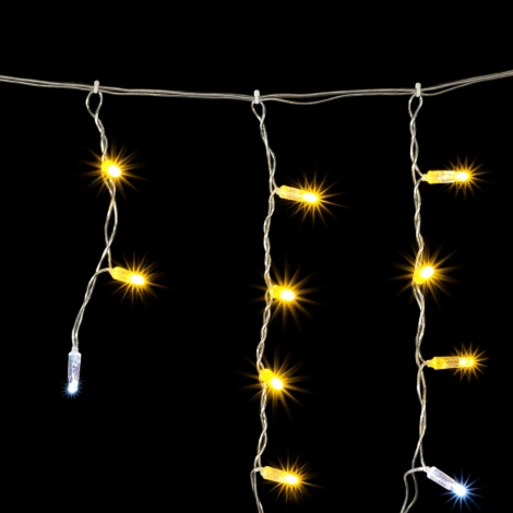 Гирлянда Бахрома с Колпачком 3,1 x 0,5 м Тепло-Белая с Мерцанием Белого Диода 220В, 120 LED, Провод Прозрачный ПВХ, IP65