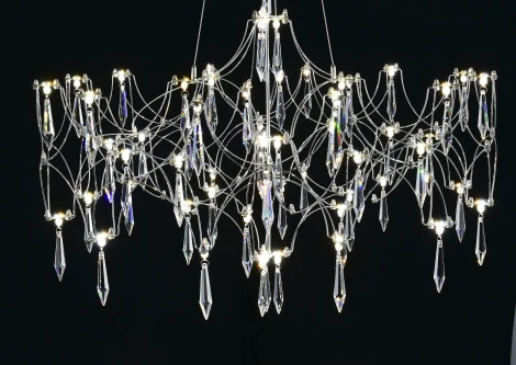 Подвесная люстра светодиодная с пультом и хрустальными подвесками Asfour MyFar Ileria MR2651-57P-76AP