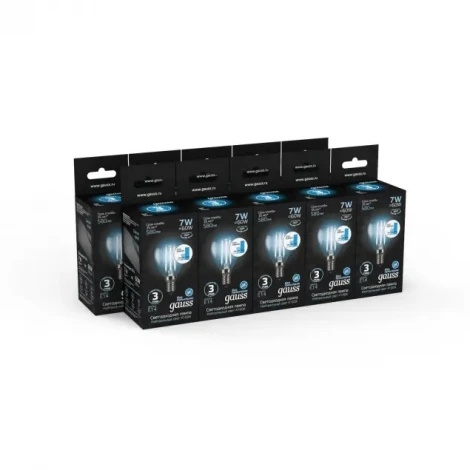 Лампочка светодиодная E14 7 Вт 580 lm 4100K нейтральное белое свечение Gauss Filament 105801207