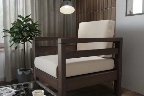 Кресло Arsko Домино орех велюр молочный