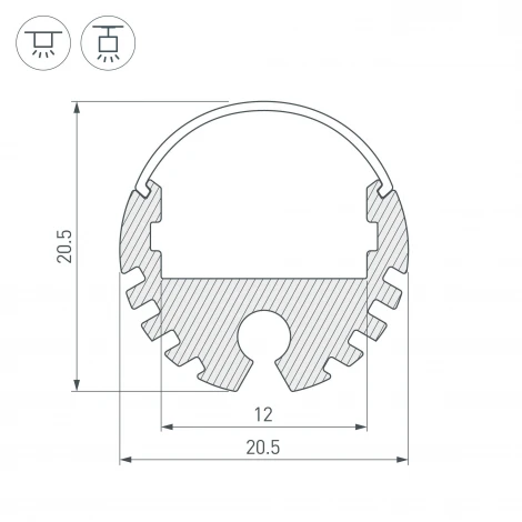 Профиль ROUND-D20-2000 ANOD (Arlight, Алюминий) 040645 ARH-ROUND