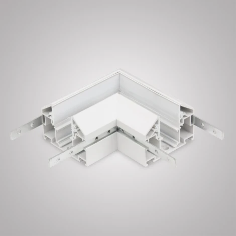 Угловой соединитель горизонтальный для шинопровода с закладным профилем белый для натяжного потолка ПВХ 48V AM Group MAGNET AM538 WH