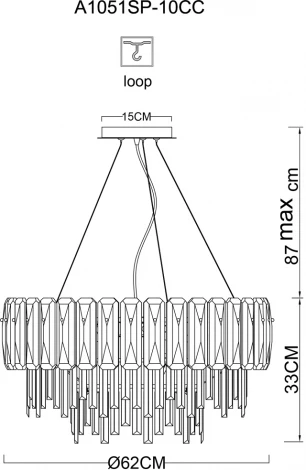 Подвесная люстра Arte Lamp Nicoletta A1051SP-10CC (220V, хрусталь, на тросе)