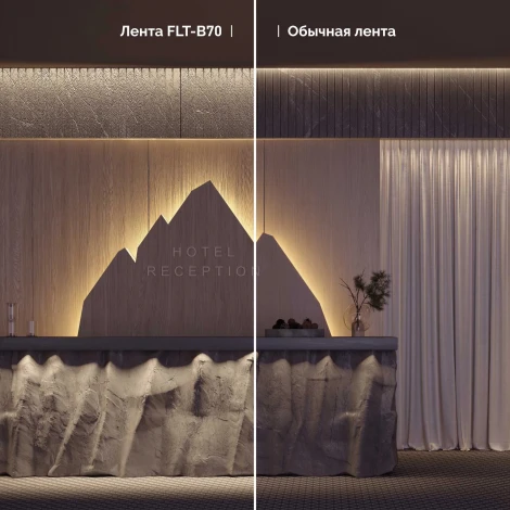 Светодиодная лента FLT-B70-8mm 24V Warm3000 (15.5 W/m, IP20, 45deg, 5m) (Arlight, Открытый) 043811