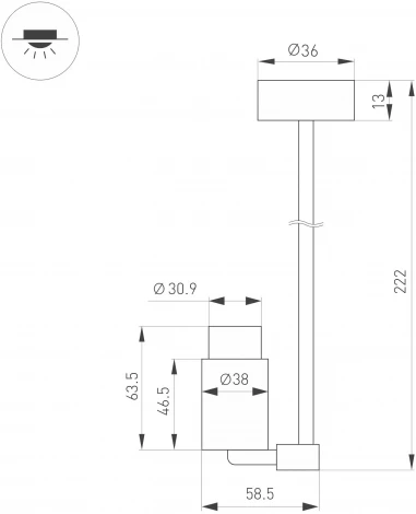 Мебельный точечный светильник ART-NEMO-SURFACE-ZOOM-L205-R38-5W Day4000 (BK, 10-55 deg, 24V) (Arlight, IP20 Металл) 049782 (LED)