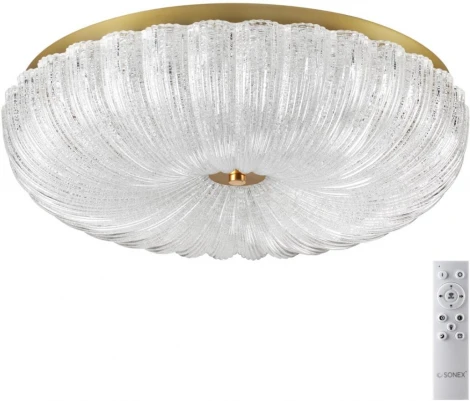 Потолочный светильник круглый Sonex Tesoro 7719/60L металл/стекло/прозрачный/золотой LED 60Вт 3000-6500K D500 IP20 пульт ДУ (220V, круглые)
