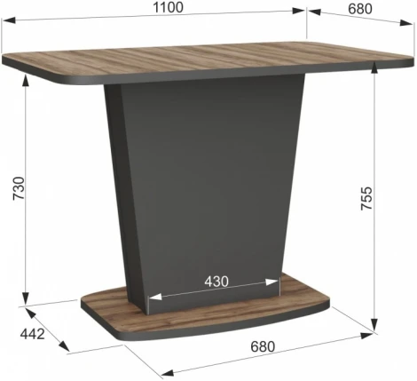 Кухонный стол Аквилон Woodville (Пластик,ЛДСП/Графит) арт.608570