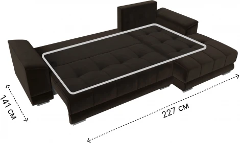 Диван угловой НордСтар правый угол (Коричневый/Микровельвет) Лига Диванов арт.121115