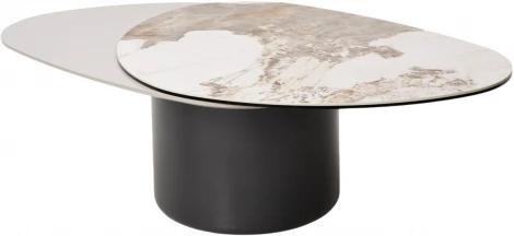 Стол кофейный NIKLAS PANDORA  керамика на стекле и окрашенный МДФ/ темно-серый МДФ каркас ®DISAUR (арт.626M05804)