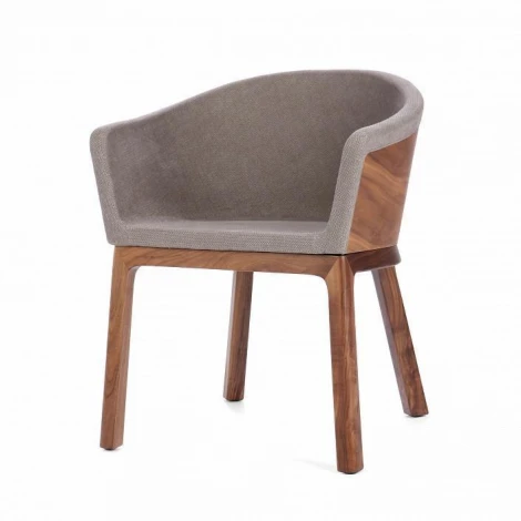 Кресло Paletta Американский орех Белая кожа