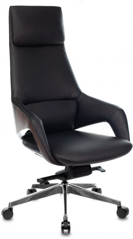 Кресло руководителя Бюрократ _DAO-2 черный кожа с подголов. крестовина алюминий