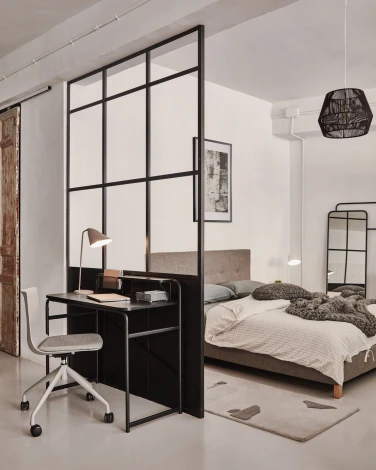 Компьютерный стол La Forma (ex Julia Grup) Foreman (Черный/ Меламин,Металл,Сталь,ДСП,Дерево)