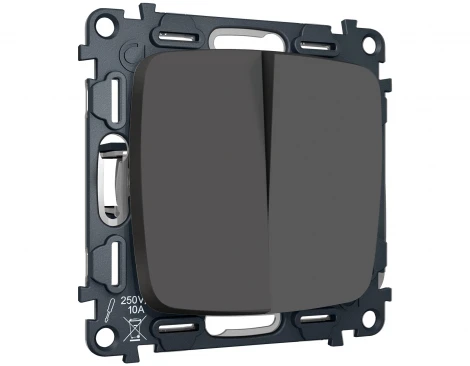 Комплект механизма двухклавишного перекрестного выключателя встраиваемый (графит мягкое касание) Ambrella Volt QUANT MO903030