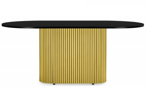 Кухонный стол Notta Барон О 200 х 90 черная пленка шагрень / золотые ноги