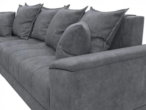 Диван угловой НордСтар левый угол (ДСП,Брус/Пластик/Велюр/Темно-серый) Лига Диванов 127935L