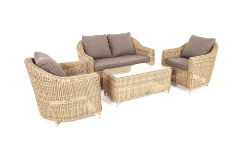 Лаунж-зона из искусственного ротанга, цвет соломенный 4SIS Кон Панна KPS2C2TJ-4-SET