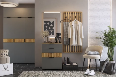 Прихожая "Бери К7", цвет дуб крафт золотой/графит Mebelson (арт.ПК07Бери.2564)