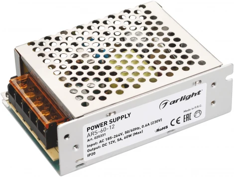 Блок питания ARS-60-12 (12V, 5A, 60W) (IP20 Сетка) 025331 Arlight ARS