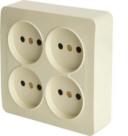 Розетка 4-х местная без заземления (слоновая кость) Stekker София 49507