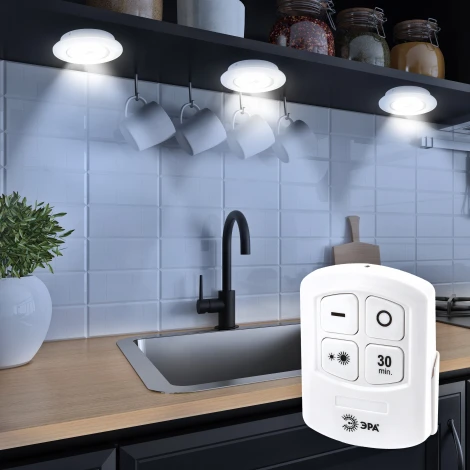 Мебельный светильник светодиодный 3 шт. на батарейках с пультом ЭРА SB-511 SB-511