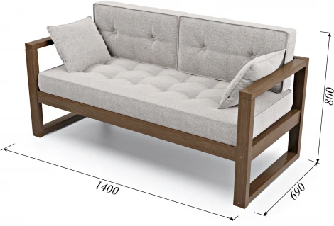 Диван Arsko Астер Мини орех серая рогожка