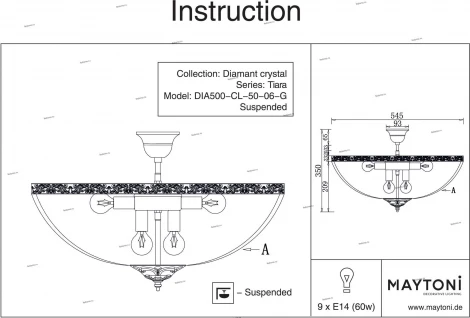 Потолочная люстра Maytoni Tiara DIA500-CL-50-06-G