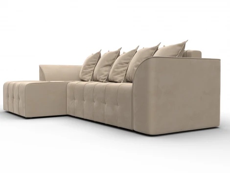 Диван угловой Лига-113 угол левый (ДСП,Велюр/Бежевый) Лига Диванов 136721L