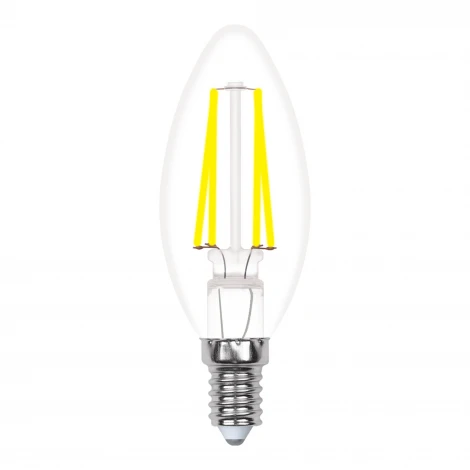 Лампочка светодиодная свеча прозрачная E14 5W 3000K Uniel LED-C35-5W/WW/E14/CL/MB GLM10TR