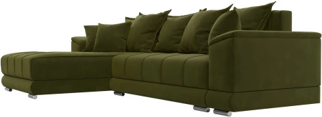 Диван угловой НордСтар левый угол (Зеленый/Микровельвет) Лига Диванов арт.121114L