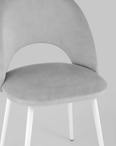 Стул Меган SN велюр светло-серый белые ножки Stool Group УТ000042221
