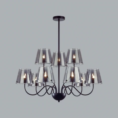 Потолочная люстра ярусная на штанге Lumion Smoky 6570/9C черный/дымчатый/металл/стекло G9 9*20W 220V