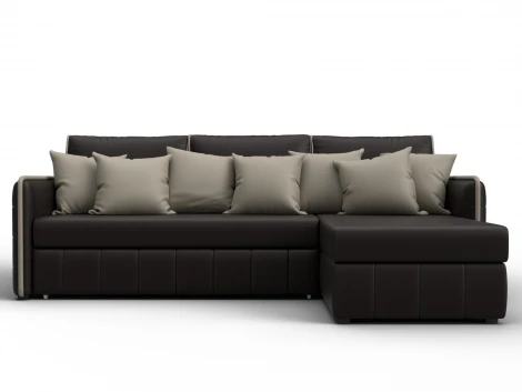 Диван угловой Лига-078 угол универсальный (ДСП/Пластик/Экокожа/Коричневый,Бежевый) Лига Диванов 130983