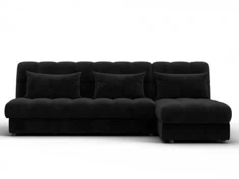 Диван угловой Лига-116 НПБ угол правый (ДСП,ЛДСП,Велюр/Черный) Лига Диванов 136956