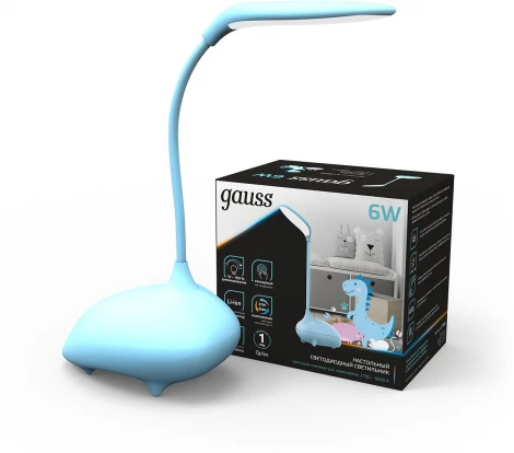 Настольная лампа на гибкой ножке с аккумулятором Gauss Qplus GT7016 6W 330lm 2700-6000K 5V Li-ion 1200mA диммируемый LED (регулировка яркости, для детской, сенсорный выключатель)