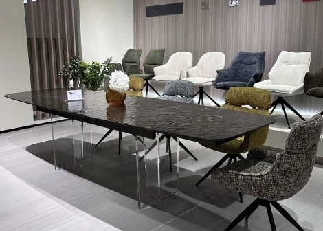 Стол ЛАУРИТЦ (LAURITS) 200 цвет БРОНЗА (GOLDEN), стекло BUBBLE / Прозрачный каркас ®DISAUR M-City 64664