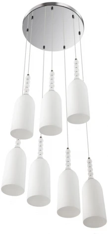 Потолочная люстра каскадная Lumion Emily 8270/7A хром/белый, металл/стекло Е14 7*40W 220V (на проводе)