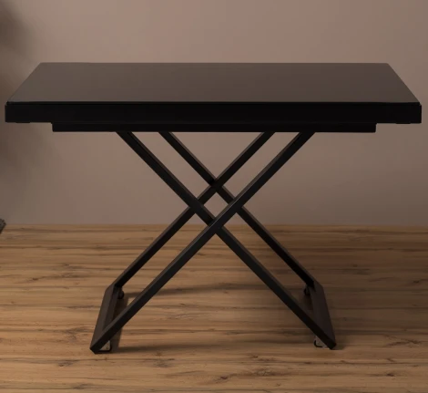 Стол-трансформер Левмар Shift стекло V27/S53 черный/ опоры черные