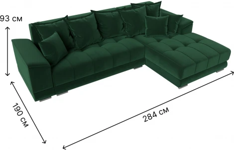 Диван угловой НордСтар правый угол (Зеленый/Велюр) Лига Диванов арт.121108