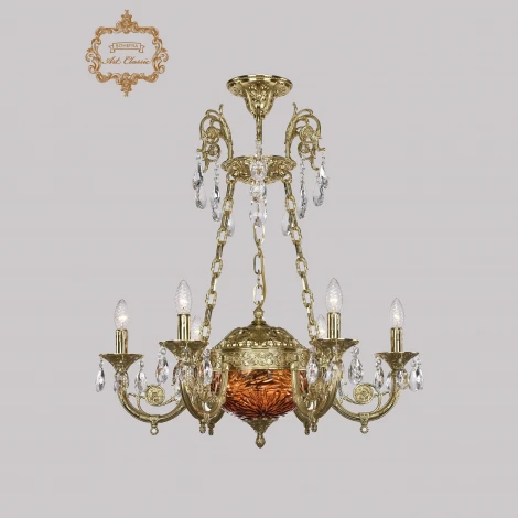 Подвесная люстра с хрустальными подвесками Art Classic 31.44 31.44.6.KR175SP.250IT.G.Sp.Amber.1A