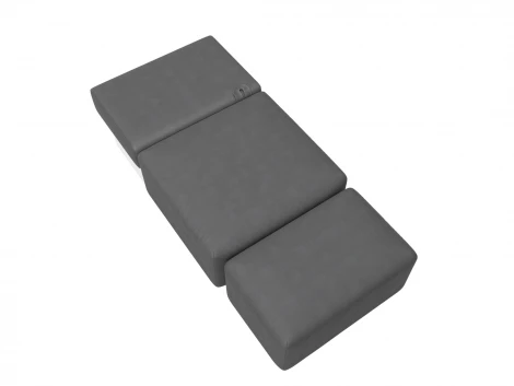 Модули диван и пуф Лига-060 НПБ (ЛДСП,Брус,Фанера,Замша/Серый) Лига Диванов 129600