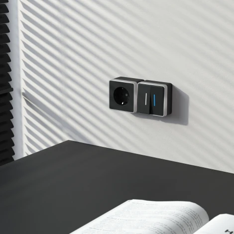 Выключатель двухклавишный с подсветкой Gallant Werkel W5020134 (черный с серебром)