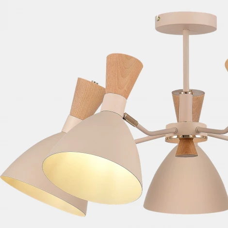 Потолочная люстра на штанге Evoluce SLE1256 Бежевый/Бежевый, Светлое дерево, Золотистый E14 5*40W (220V)