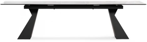 Стеклянный стол Woodville Денхольм 240(290)х100х75 белый мрамор / черный 553548